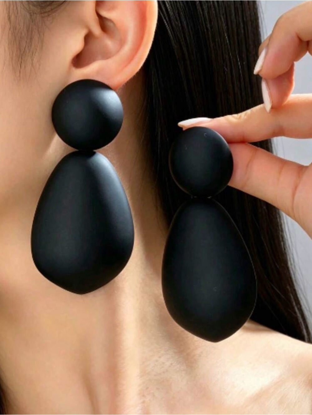 Minimal Matte Black Drop Earrings - Women Jewelry